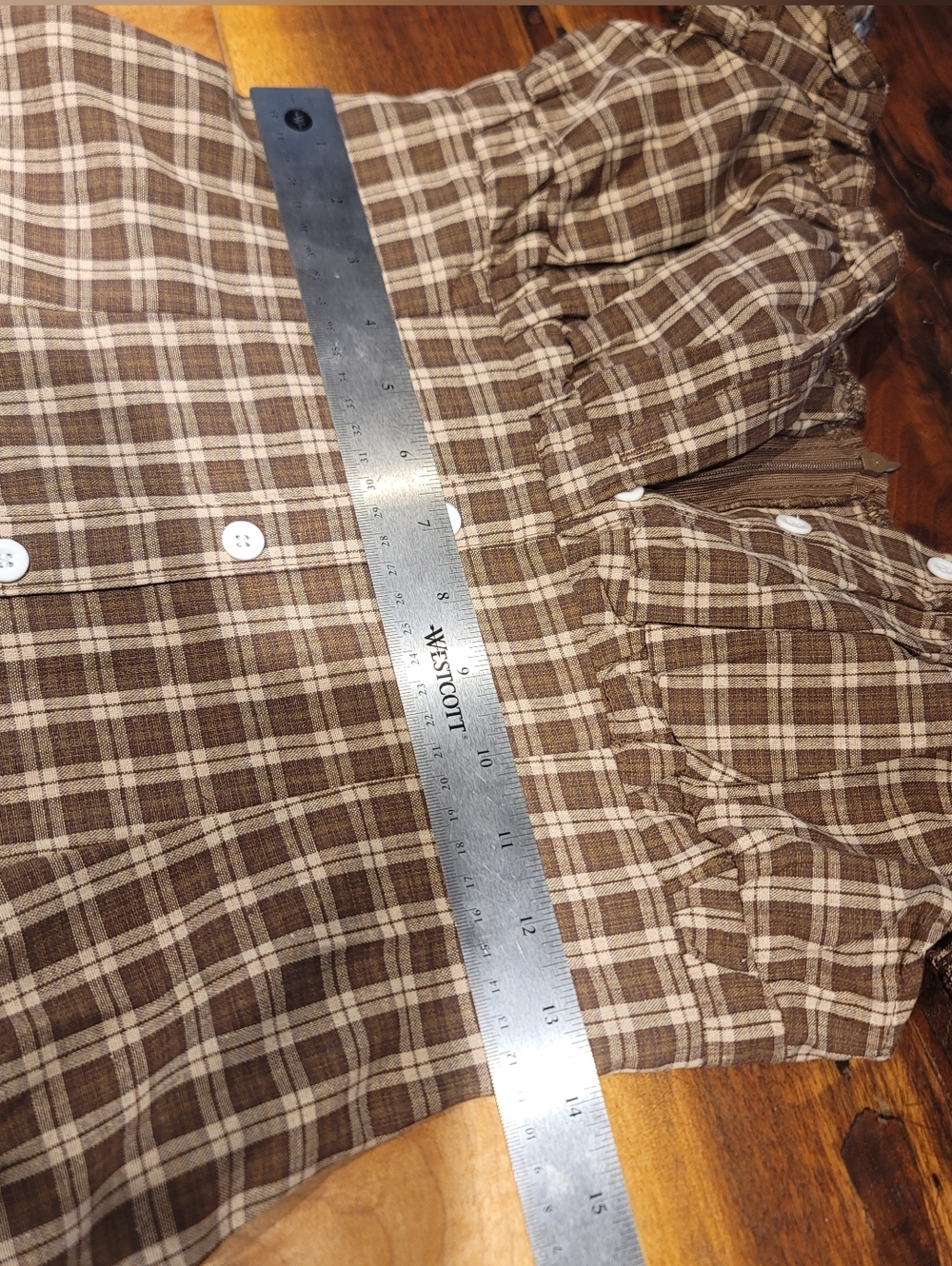 Plaid Button Mini Dress Size Small - Picture 4 of 7